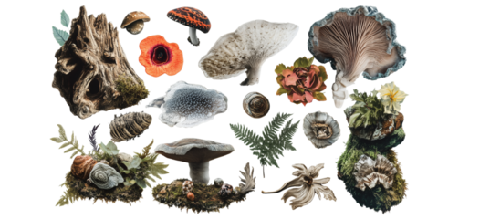 Surreal Nature Collage on White Background