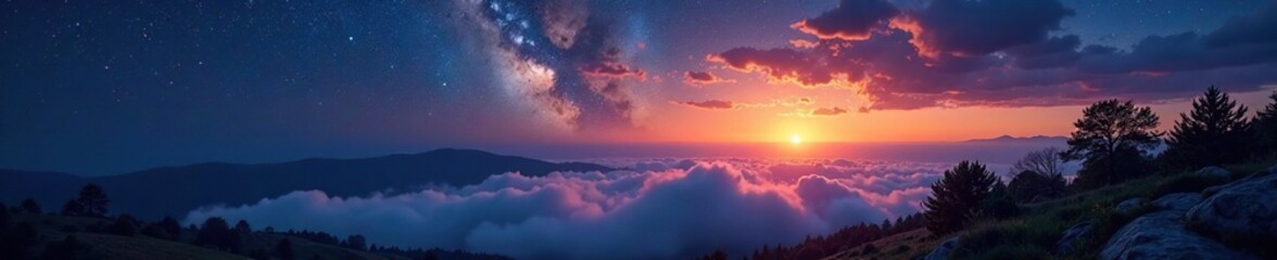 Wettergestr?pp ummernachtlicher Sternenhimmel, licht, berg, natur