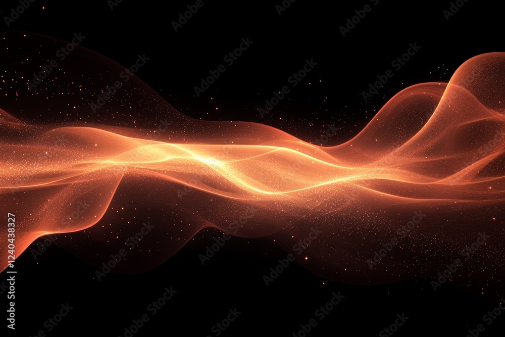Aufkleber Dynamic flow of glowing orange waves creating a mesmerizing visual effect against a dark backdrop