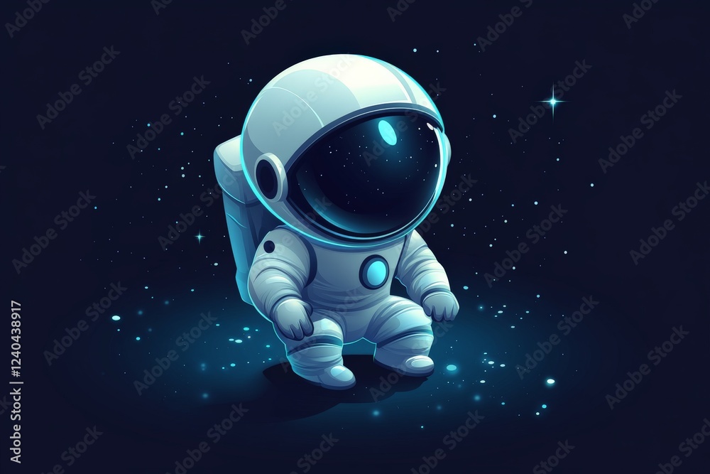 Wall mural astronaut character explores the depth of space with a vibrant cosmic background in a captivating an