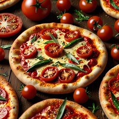 Realistic 3D Render of Freshly Baked Pepperoni Pizza on Rustic Wooden Table