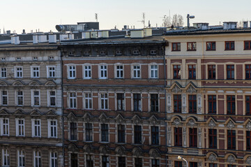 Obraz premium Panorama of the city of Wroclaw on the roofs of houses. Poland