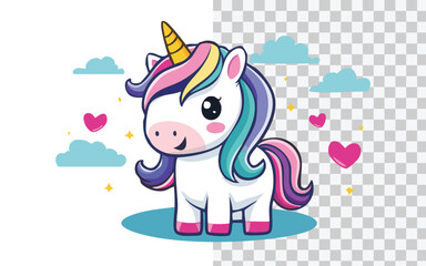 Fototapeta premium simple flat vector unicorn on white background.