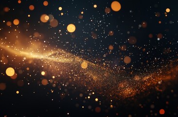 Fototapeta premium Golden dust trail, bokeh background, abstract, celebration