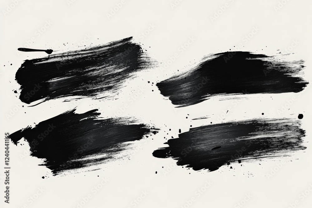 Aufkleber black brush strokes create dynamic artistic textures on a neutral background for creative inspiratio