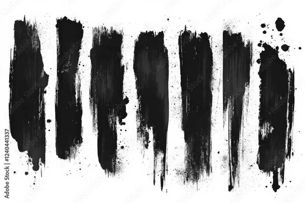 Leinwandbilder abstract black brush strokes create dynamic visual texture on a white canvas surface in contemporary