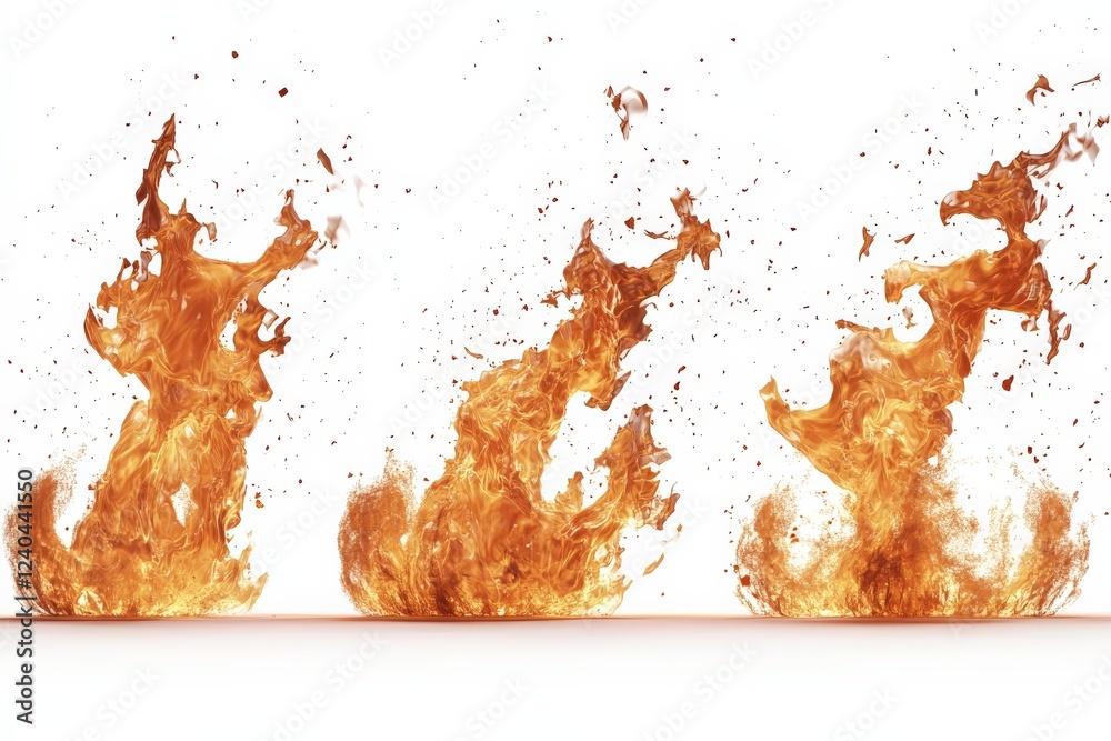 Poster Flames dancing in an intense display of fire with vibrant colors and dynamic shapes creating an energetic atmosphere