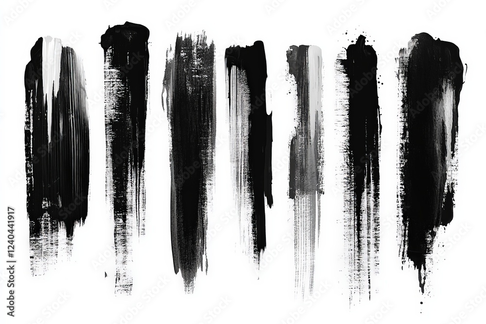 Aufkleber abstract black and white paint strokes creating a modern artistic composition on a white background