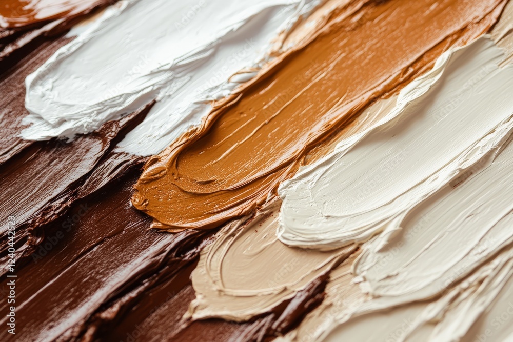 Poster Palette of natural earth tones displayed on a textured surface for artistic creation and mixing