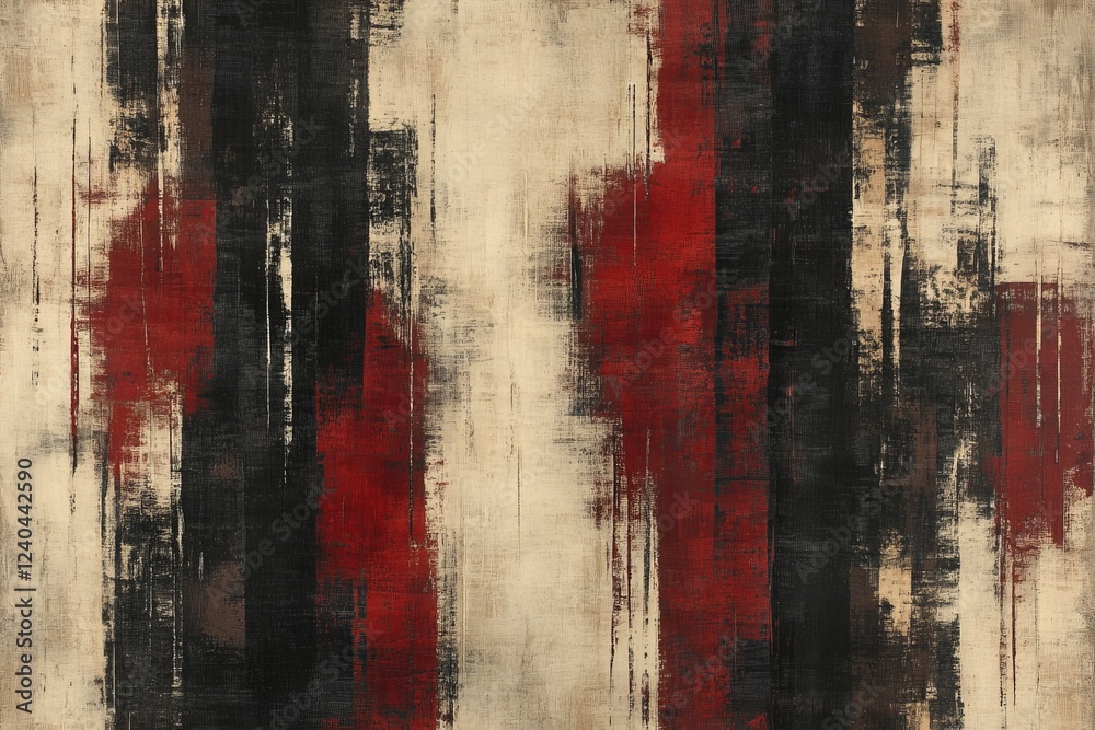 Fototapete abstract artwork featuring vibrant red, black, and beige colors with textured patterns creating a dy