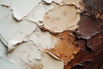 Fototapeta premium Varied texture of paint layers on a canvas depicting earthy tones in an artistic setting