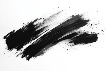Abstract black paint strokes on a white canvas showcasing dynamic movement and artistic expression