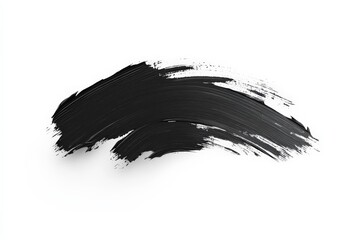 Bold black paint stroke on white background showcasing artistic expression and texture in a minimalist style