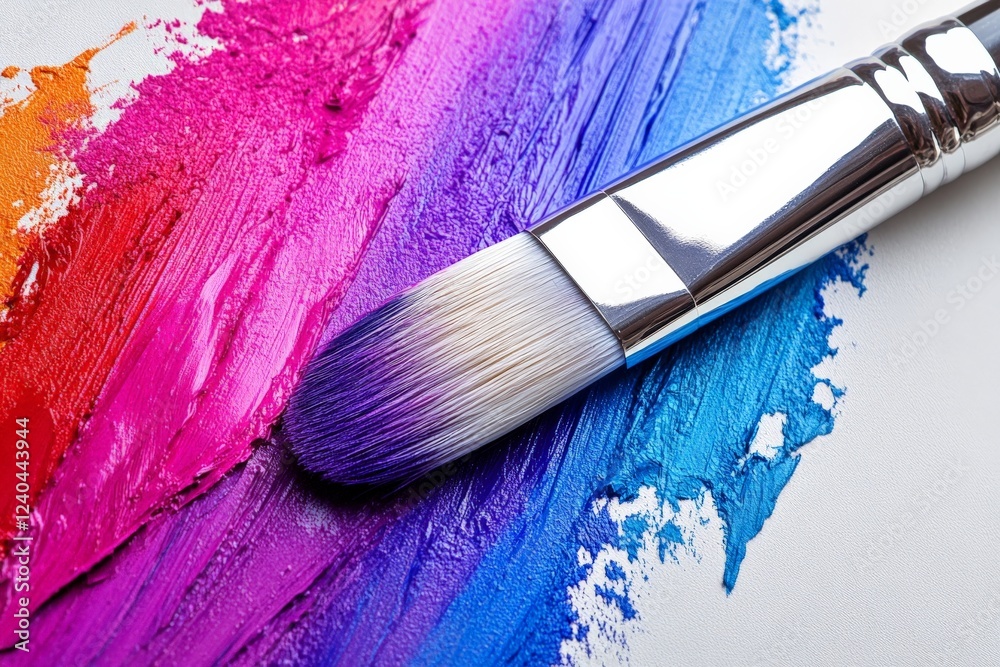 Poster vibrant paint strokes with a brush on a canvas showcasing bold colors and textures in a creative wor