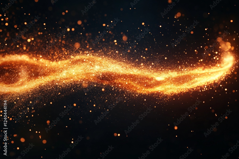 Aufkleber golden sparkles swirls in the dark background create a mesmerizing trail of light and energy