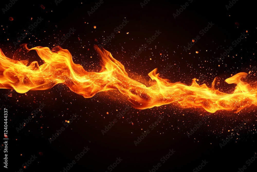 Leinwandbilder dancing flames create a mesmerizing display of fire swirling in dark space with sparkles and glowing