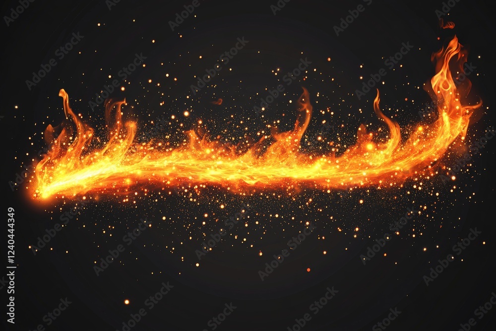 Leinwandbilder bright orange flames with sparks dancing across a dark background creating a mesmerizing visual effe