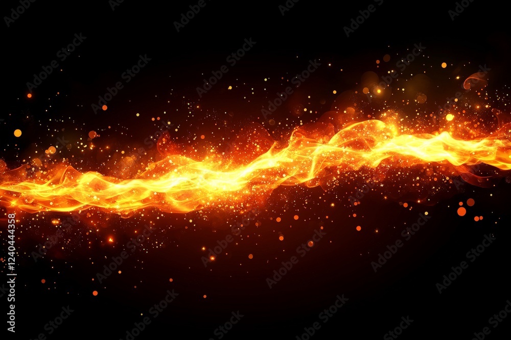 Aufkleber dynamic and vibrant visual of fire with bright flames and glowing particles in a dark background
