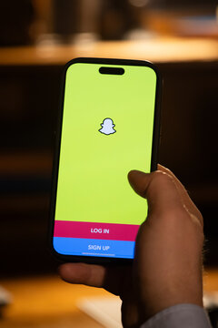 Snapchat app displayed on the mobile smartphone