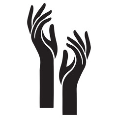 Pair of Graceful Black Silhouette Hands Reaching Up