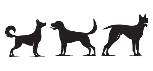 Various Dog Breeds Silhouette Vector Illustration