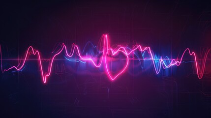 The heartbeat monitor line is red, forming a heart on a dark background.