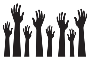 Multiple Hands Silhouette Raised in Unison