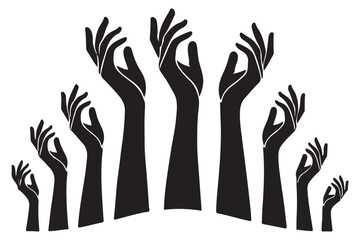 Reaching Hands Silhouette Illustration