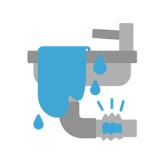 clogged faucet flat icon illustration