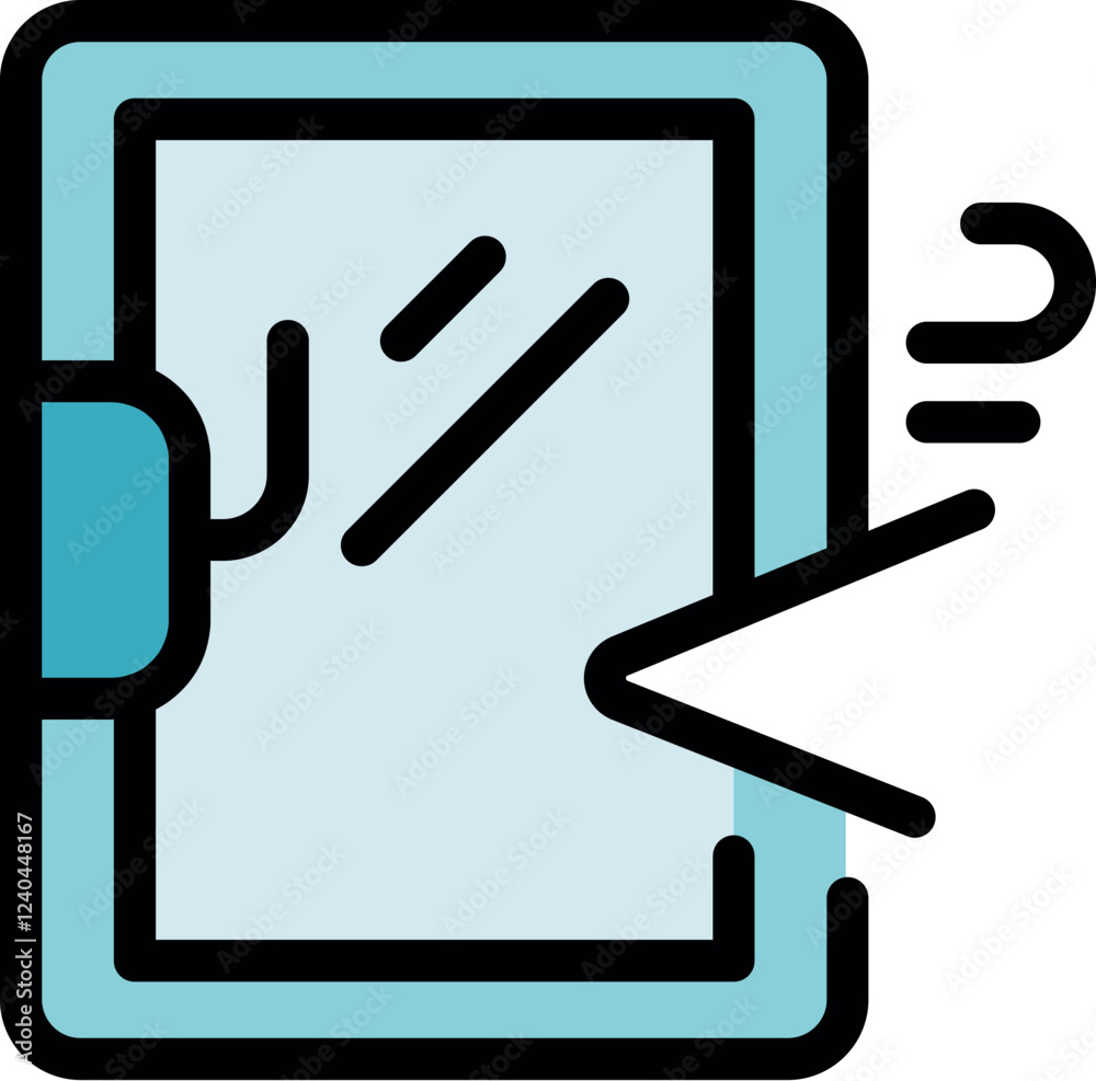 Poster cursor clicking on tablet screen, sending data quickly and efficiently, with stylus attached for pre