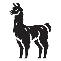 Majestic Llama Silhouette Standing Profile Illustration