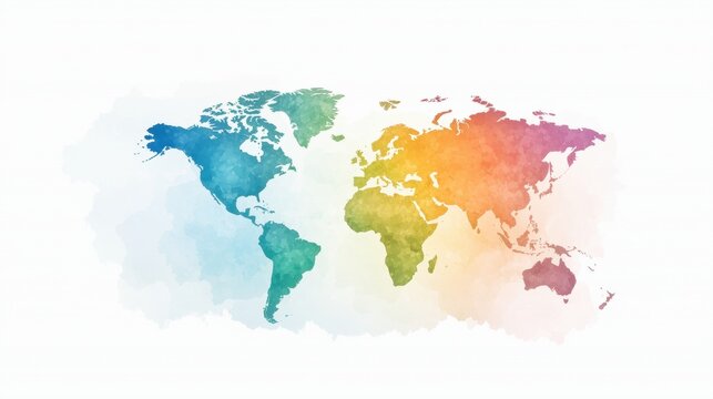 globe minimalist Silhouette colourful Minimalist globe silhouette with colorful continents, each continent represented by a different color