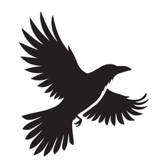 Vector Silhouette of a Raven in Flight