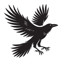 Obraz premium Flying Raven Silhouette Vector Illustration