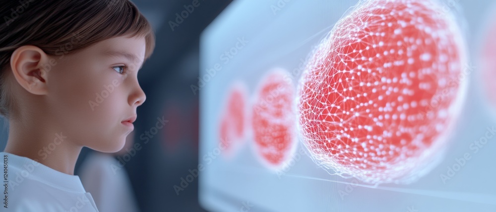 Poster holographic stem education interactive learning with molecular projections and modern design in yout