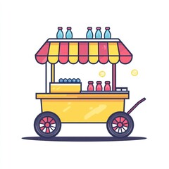 Obraz premium Food cart with drinks and snacks at outdoor market