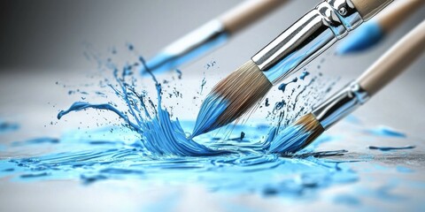 Obraz premium Artistic tools create vibrant splash studio digital art dynamic scene