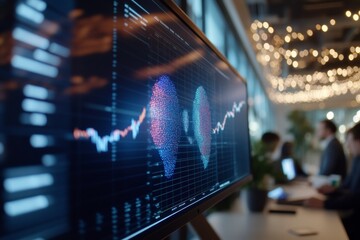 Futuristic Finance Hub Collaborative Workspace with Diverse Professionals Analyzing Digital Currency Trends on Glass Screens - Modern Banking Solutions and Global Trade Insight