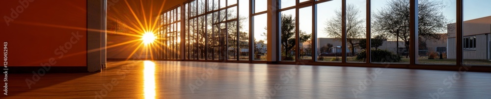 Leinwandbilder modern classroom designs sunlit wooden floors for engaging group projects - enhancing learning space