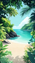 Fototapeta premium Secluded Tropical Beach Cove Peaceful Ocean Paradise