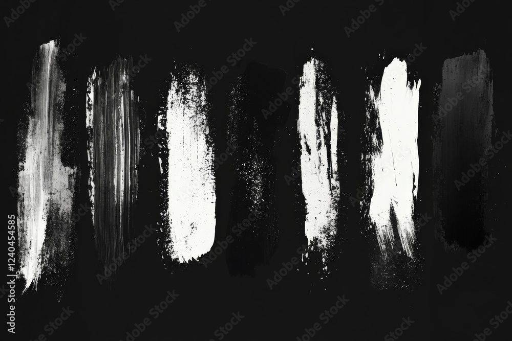 Poster striking monochrome brush strokes on black canvas showcase artistic expression and contrast between 