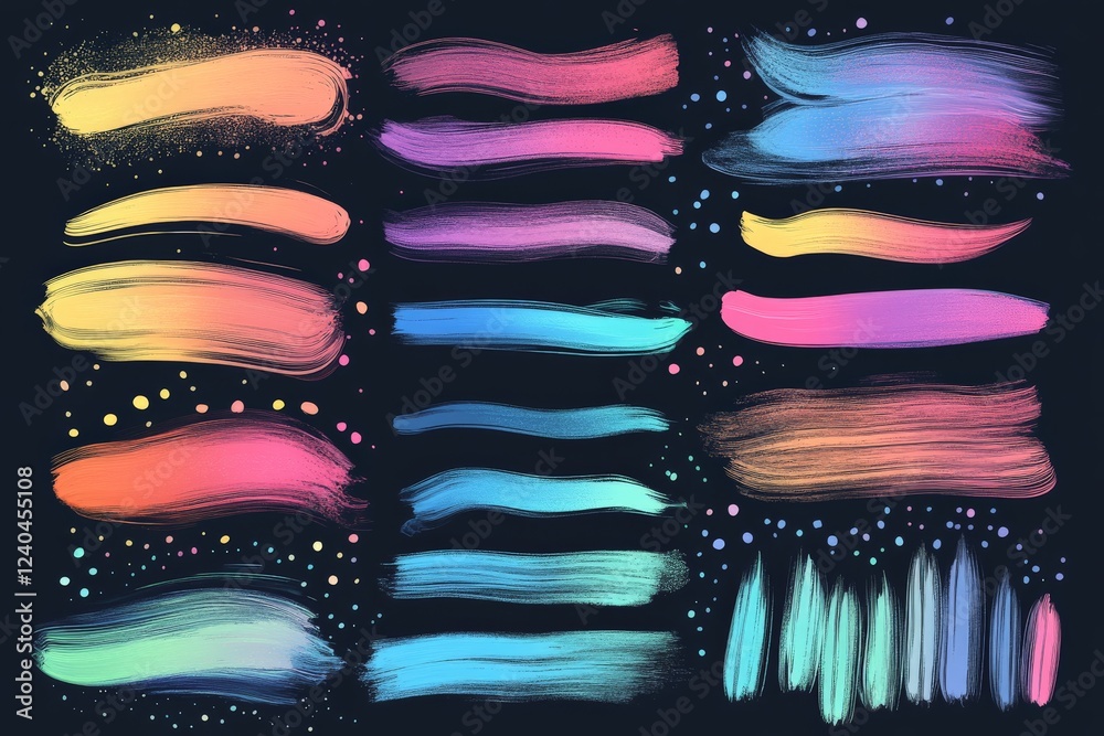 Aufkleber Creative colorful brush strokes on a dark background showcasing artistic expression and abstract design