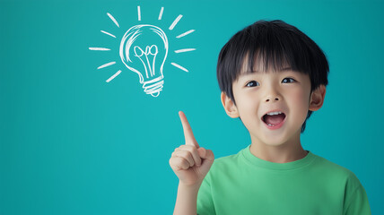 ひらめきを感じる小学生の男の子