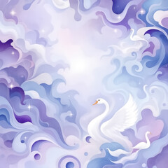 Celestial Swirls Abstract Purple and Blue Watercolor Swirls