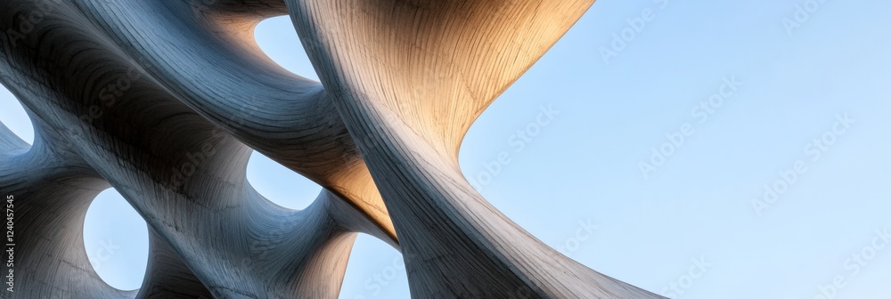 Aufkleber biomorphic architectural sculpture fluid concrete curves against blue sky - innovative design conten