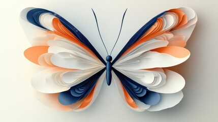 Naklejka premium Intricate Papercut Butterfly Art: A Delicate Masterpiece of Color and Form