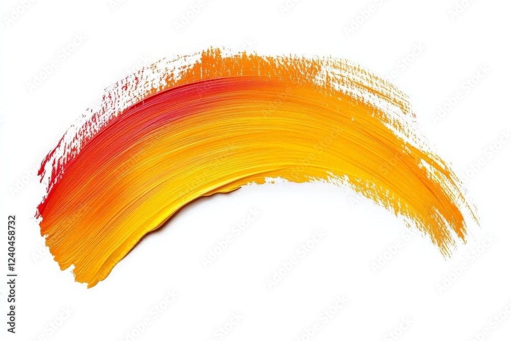 Poster vibrant orange and red paint stroke across white background showcases artistic expression and creati