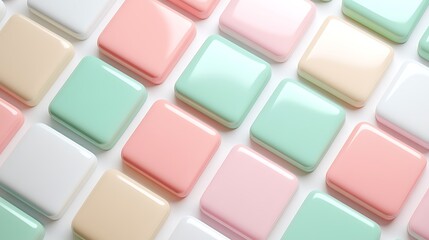 Colorful Glossy Square Tiles Background in Pastel Shades for Decorative and Creative Design Projects
