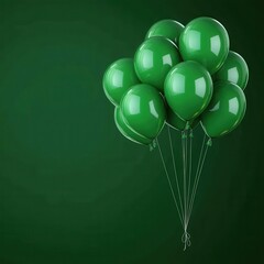 Bright Green Balloons Floating Against a Dark Green Background
