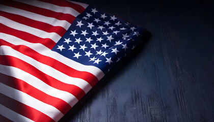 Wrinkled American Flag on Black Background &ndash; Dramatic 4th of July Patriotic Design for Social Media, Advertising, Print, and Independence Day Decor Textured Vintage-Inspired USA Flag Isolated